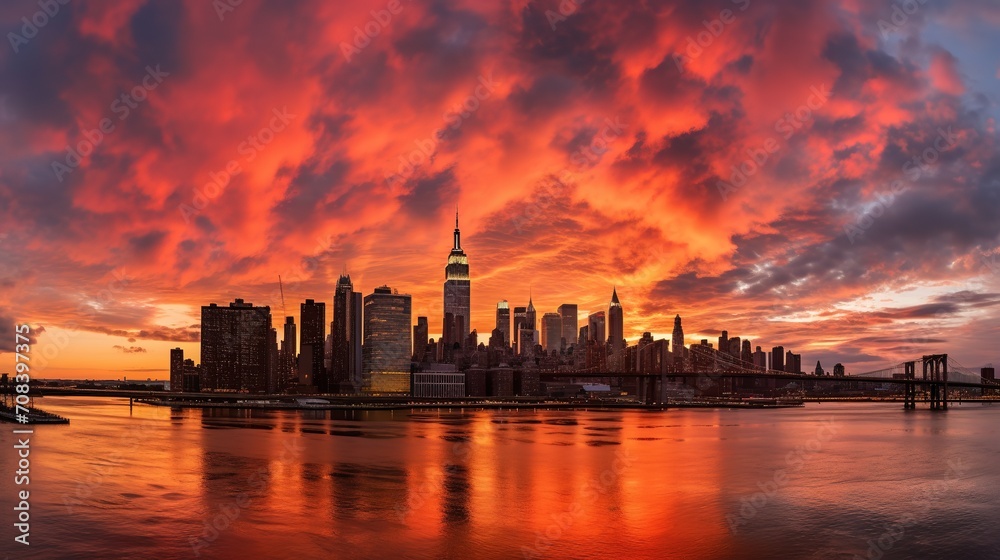 New York city sunset panorama New York city sunset panorama