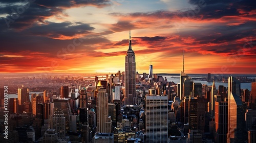 New York city sunset panorama © Ahmad-Muslimin