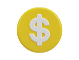 3d dollar icon on rounded button vector illustration