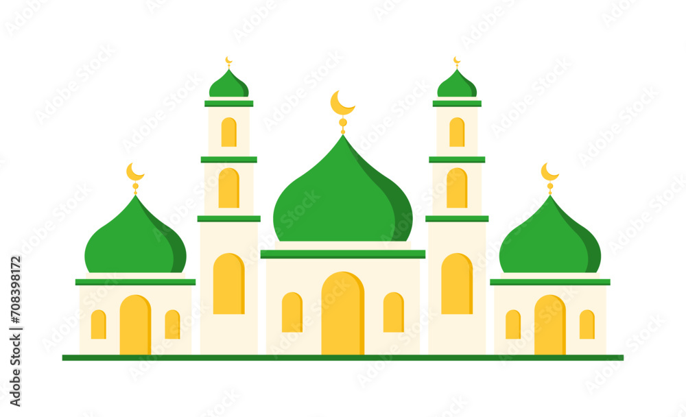 Flat illustration mosque building decoration vector illustration