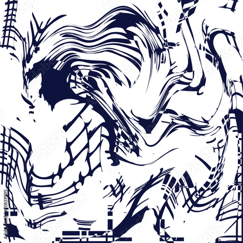 Abstraction consists of deformed spots and lines forming a mysterious picture with some image or fantasy.