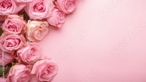 Romantic Valentine's Day Celebration with Pink Peony Roses on Pastel Pink Background - Love and Elegance in Bloom for Special Occasions and Weddings