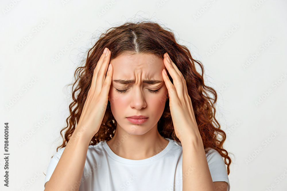 The girl has headaches and stress. Portrait of a woman with headache The girl has headaches and stress. Portrait of a woman with headache