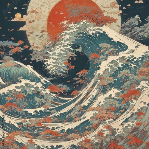 Waves and Rising Sun