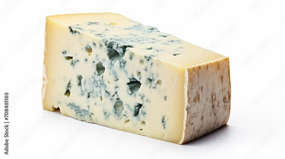 A tangy roquefort cheese captured in a close-up realistic photo against a white background Generative AI