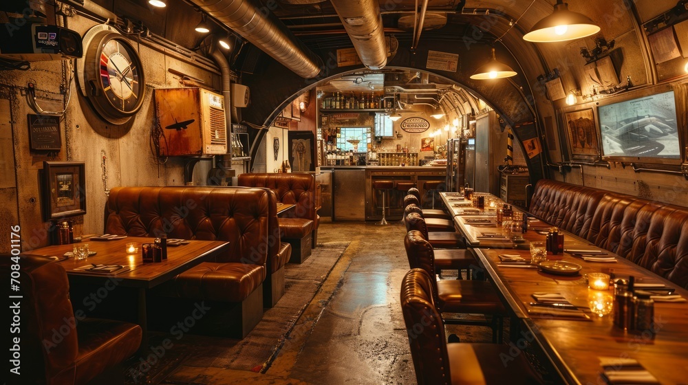 Aviation-themed restaurant, airplane decor, retro ambiance, dining experience Generative AI