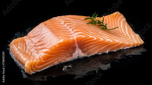 Close-up realistic photo of a moist trout fillet piece against a white background Generative AI
