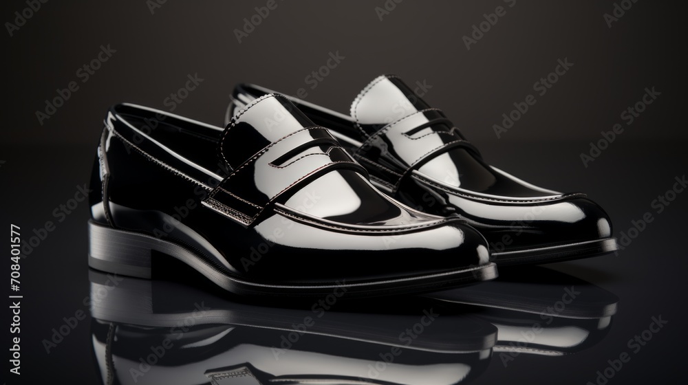 Men's formal patent leather loafers Generative AI Men's formal patent leather loafers Generative AI