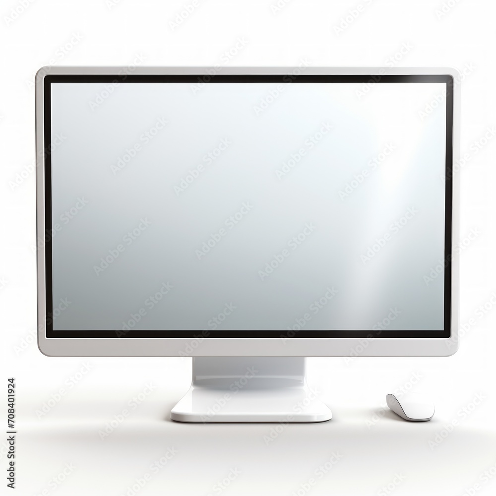 Stock image of a desktop computer monitor against a white backdrop Generative AI Stock image of a desktop computer monitor against a white backdrop Generative AI