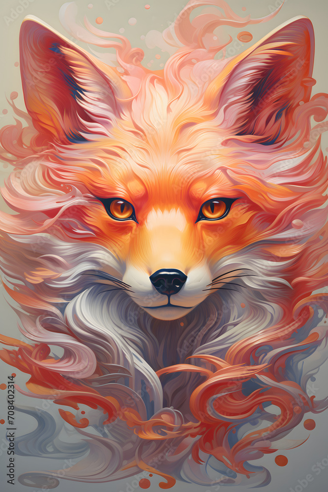Fototapeta premium red fox on a black background