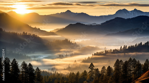 Scenic view of mountains with fog