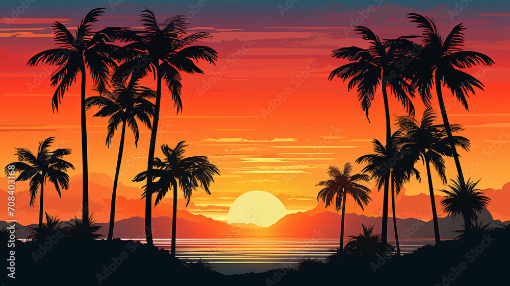 Silhouette of palm trees