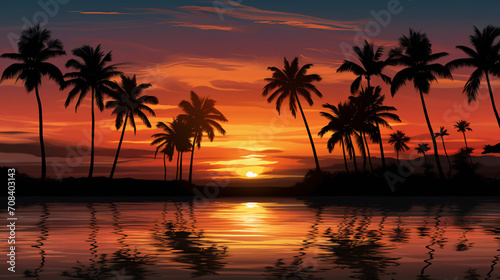Silhouette of palm trees © khan