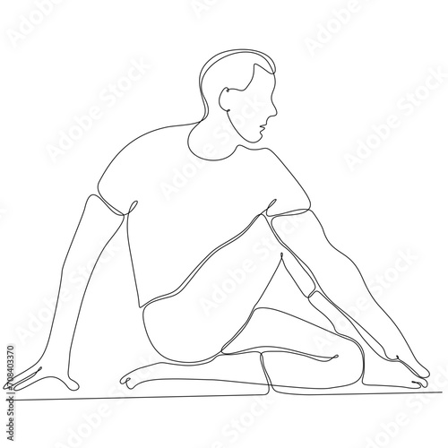 continuous line drawing of man by body yoga vector illustration