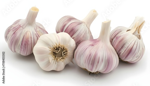 Bulbs of garlic on white background