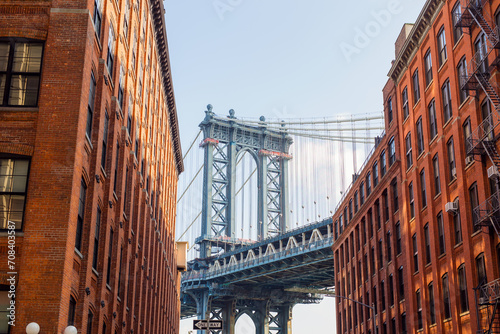 Closeup of Manhattan bridge, New York, USA