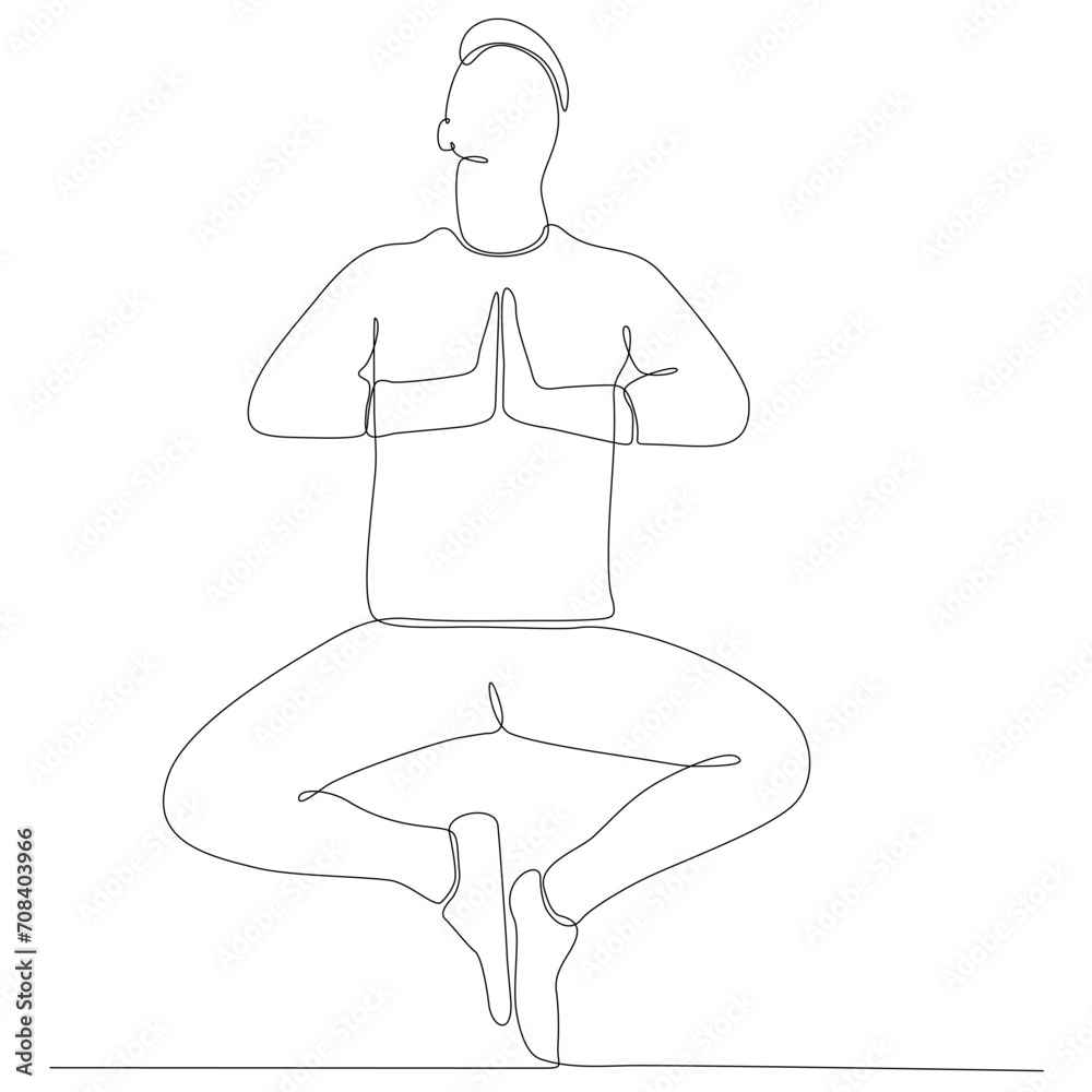 continuous line drawing of man by body yoga vector illustration continuous line drawing of man by body yoga vector illustration
