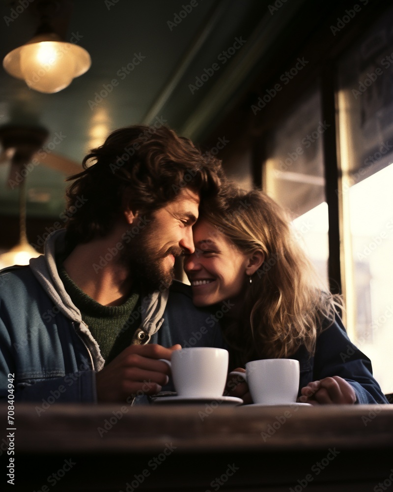 Happy couple in cafe Happy couple in cafe