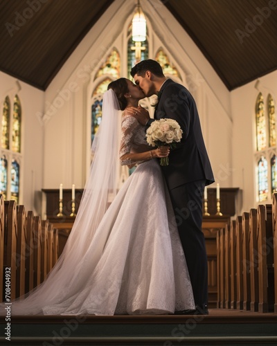 Romantic bride and groom