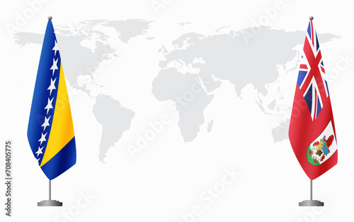 Bosnia and Herzegovina and Bermuda flags for official meeting