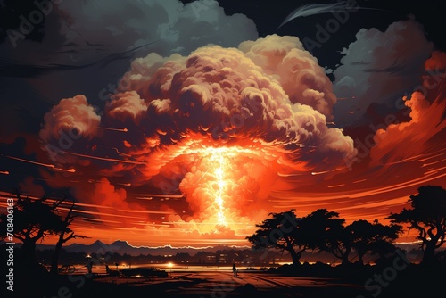 Atomic bomb exploding illustration