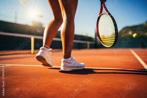 female tennis player on court, legs only © Belish