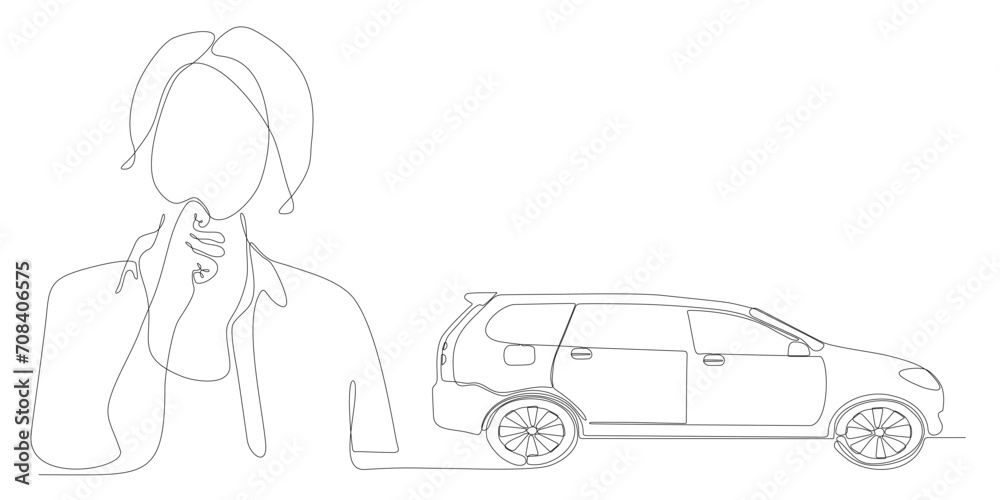 continuous line of women thinking about wanting to buy a car
continuous line of women thinking about wanting to buy a car