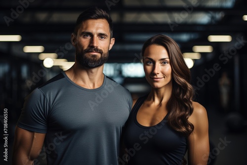 portrait of male and female couple in the fitness