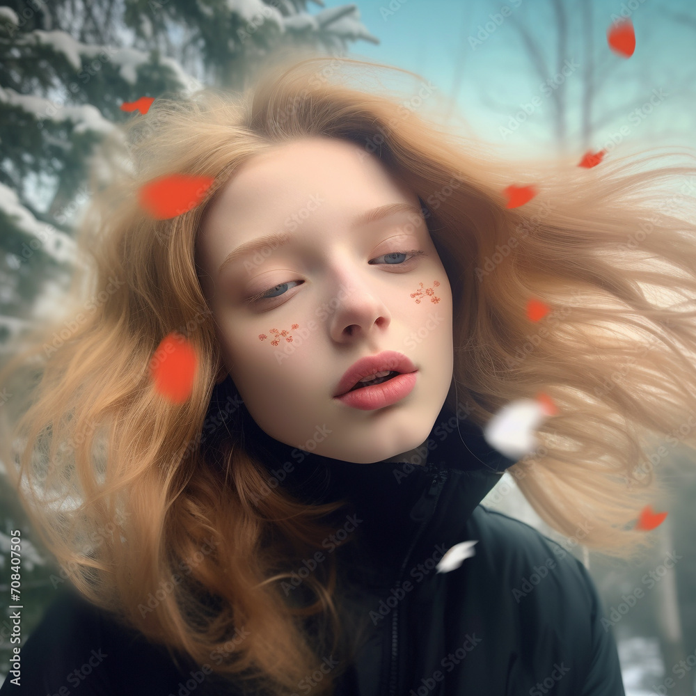 Girl on the background of beginning spring. early spring Girl on the background of beginning spring. early spring