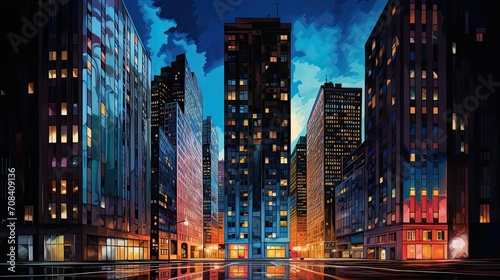 an image of many buildings at night