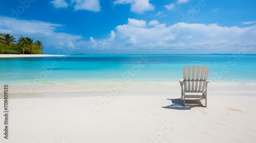 Tropical Beach Paradise with Lounge Chair View