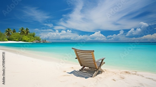 Tropical Beach Paradise with Lounge Chair View