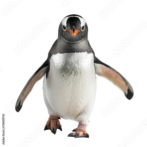 A penguin waddling on a transparent background.