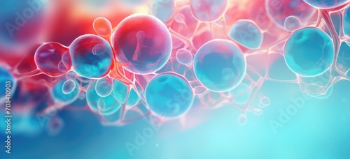 Illustration of abstract colorful stem cell under microscope view in laboratory