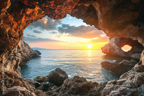 Beautiful sea and cave views at natural sunset © UC
