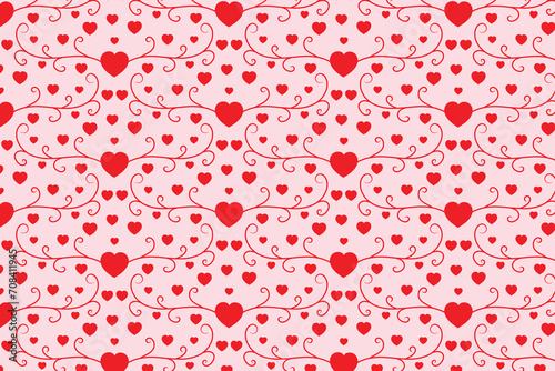 Flourishes Swirling hearts seamless pattern, abstract hearts Swirls pattern, valentines Day Elegant seamless background, curly hearts repeating background, Red love romantic texture wrapping paper 