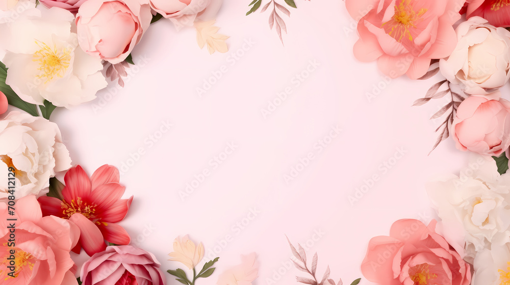 Empty floral frame with copy space for greeting card or invitation design