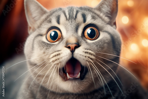 Gato sorprendido con la boca abierta. photo