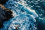 Aerial View of Crashing Sea Waves