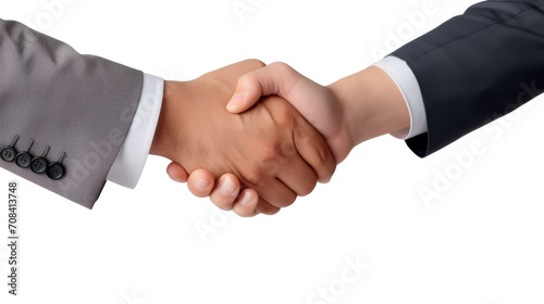 Business handshake on white background. Corporate partnership.