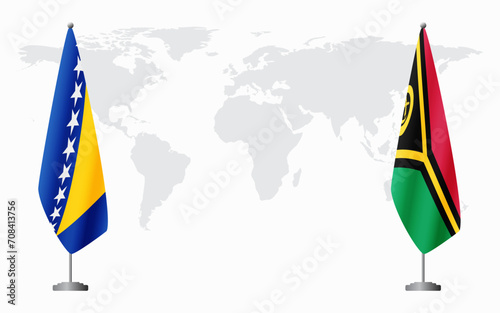 Bosnia and Herzegovina and Vanuatu flags for official meeting