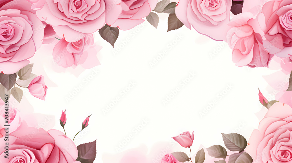 Pink rose flower composition background, decorative flower background pattern, floral border background