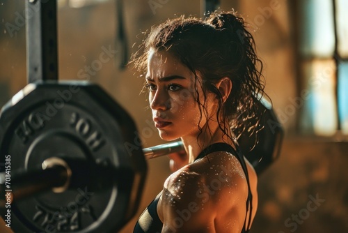 Woman Weightlifting in Gym Fitness