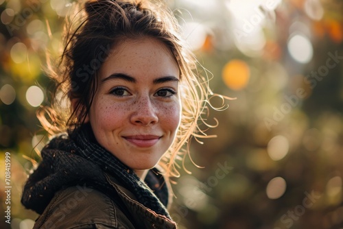 Young Woman Outdoors Genuine Smile