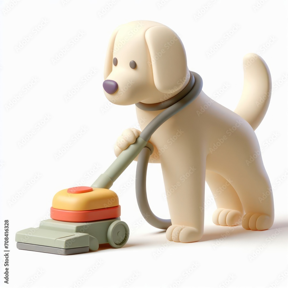 Vacuum Pup: 3D Illustration of a Dog with a Vacuum Cleaner. Vacuum Pup: 3D Illustration of a Dog with a Vacuum Cleaner.