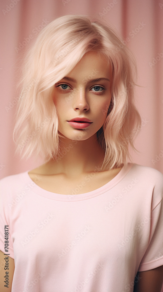 Portrait of a beautiful girl with pink hair. Beauty, fashion . Portrait of a beautiful girl with pink hair. Beauty, fashion .