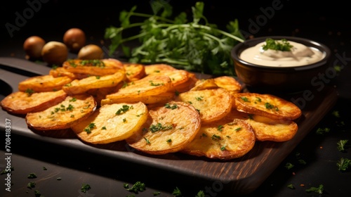 Golden Fried Potatoes with Creamy Dill Sauce