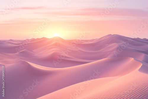 Sunrise Landscape with Desert Sand Dunes