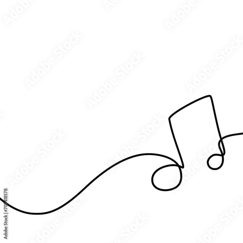 Note line hand drawn illustration vector art. Line continuous drawing. linear music icon. 