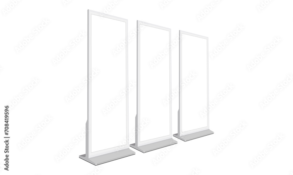 Clay Digital Signage With Blank Screen, Perspective Side View, Isolated On White Background. Vector Illustration Clay Digital Signage With Blank Screen, Perspective Side View, Isolated On White Background. Vector Illustration